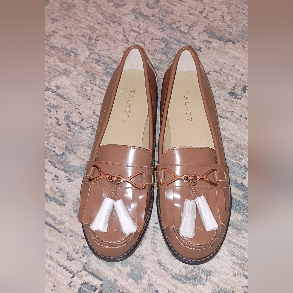 Talbots Laura Caramel Leather Horsebit Tassel Loafers 7 NWT